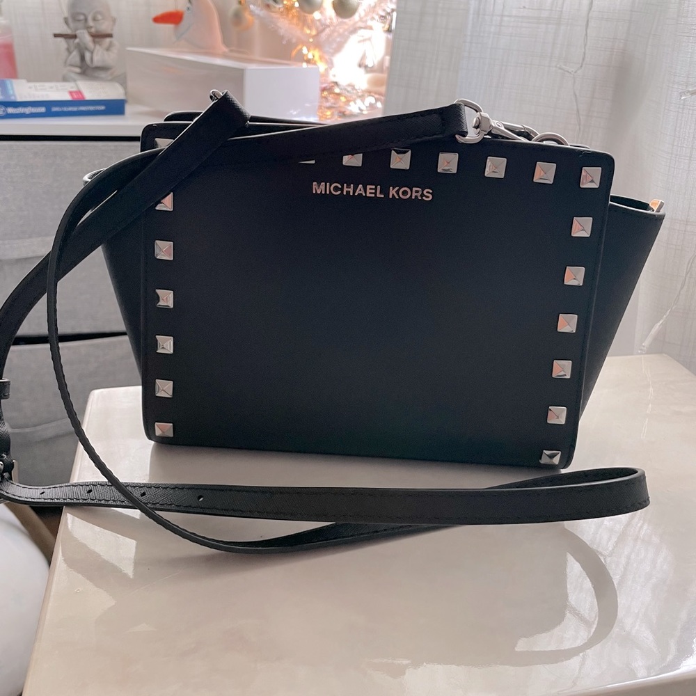 Black and Silver stud Authentic Michael Kors bag
